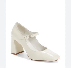 Jeffrey Campbell Bourdin Heel In Ivory Crinkle Patent